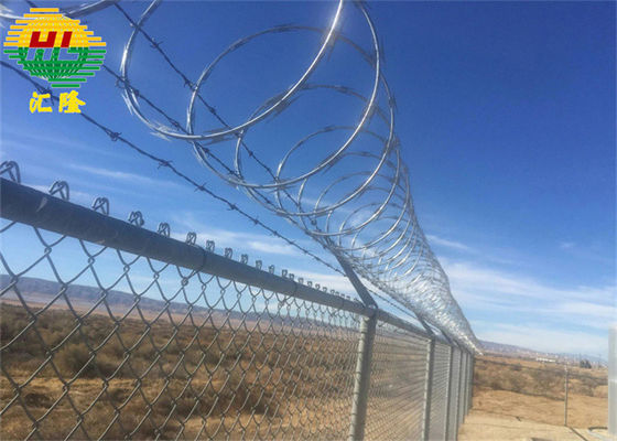 Outdoor Clipped 2.5mm Razor Concertina Barbed Wire Galvanized Steel Antiwear