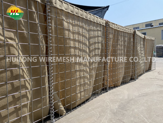 1x1x5m Hesco Barrier Blast Wall Mesh ขนาด 80x80 มม. สำหรับป้อมปราการ Defense